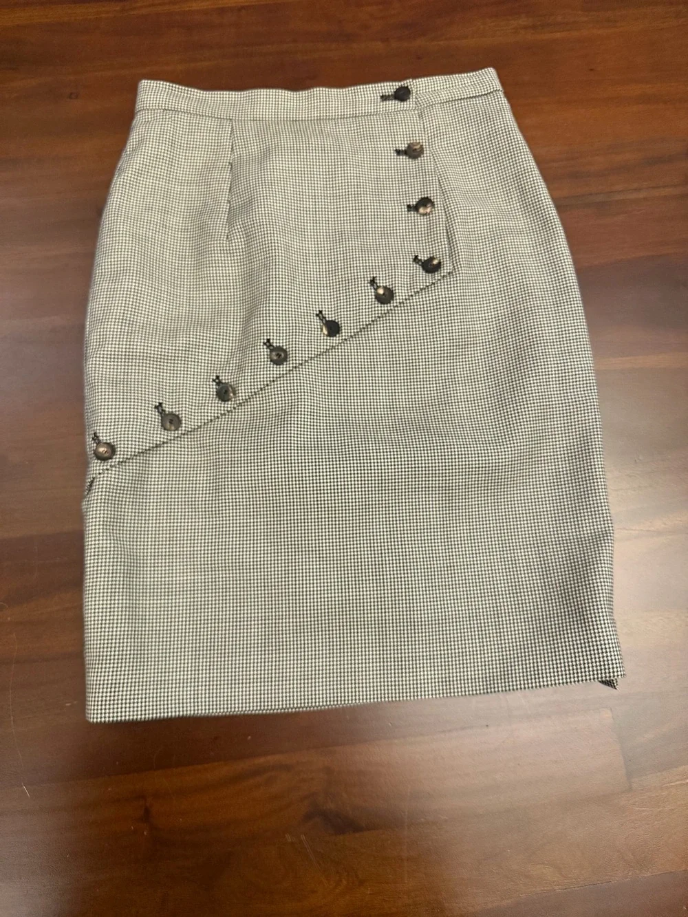 ALEXANDER MCQUEEN Houndstooth Button-Accent Pencil Skirt (B)